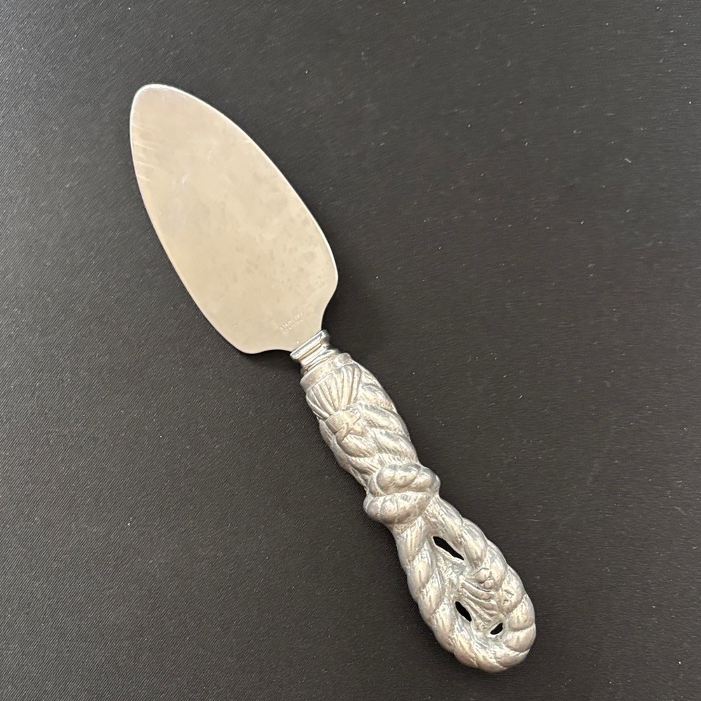 Stainless Steel Silver Cake/Cheese Server with Braided Handle